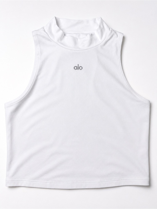 ALO Yoga Tops - Alo White High Neck Cropped Tank | Athleisure Yoga Activewear 🤍 XS